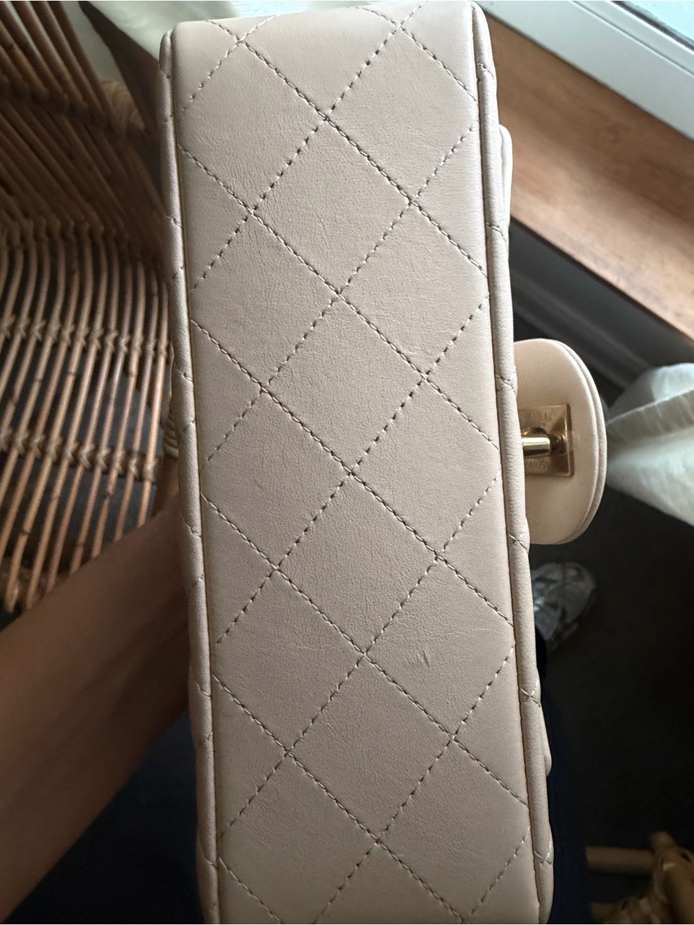 CHANEL Beige mini classic Quilted Small Flap Crossbody with Gold Chain - Picture 4 of 14